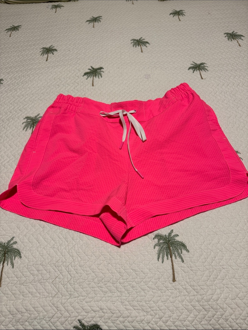 Vineyard Vines Hot Pink Waffle Drawstring Athletic Shorts